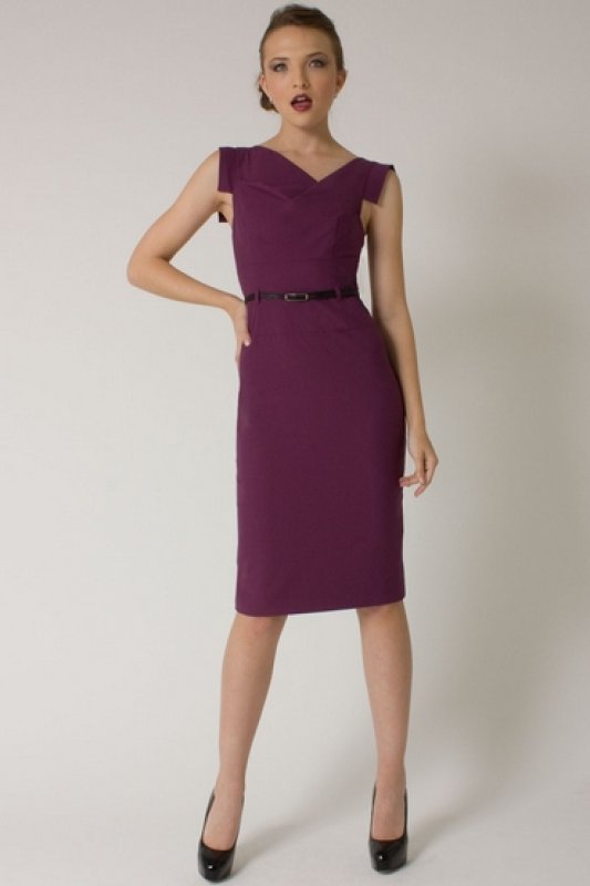 画像1: Black Halo Jackie O Dress     DARK PEONY (1)