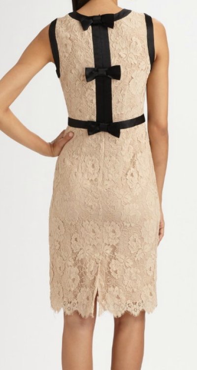 画像2: Milly            Chantilly Lace Marcella Bow Sheath Dress  BLUSH