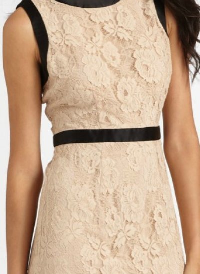 画像1: Milly            Chantilly Lace Marcella Bow Sheath Dress  BLUSH