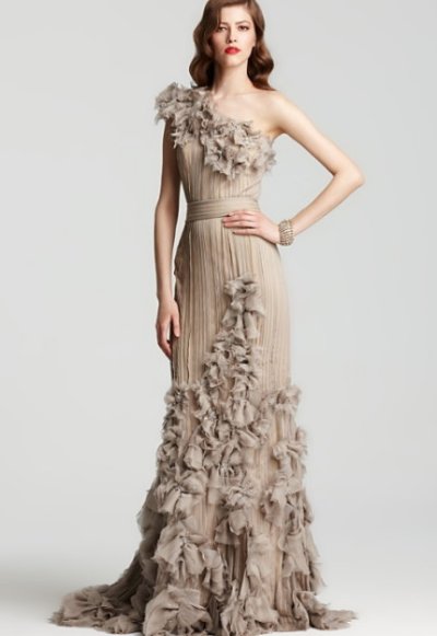 画像1: 期間限定大幅値下げ！再販売！【Julie Bowen愛用】Tadashi Shoji     One Shoulder Rosette Cascading dress  アンティーク