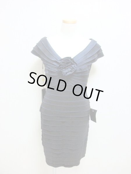 画像2: 即発セール!Tadashi Shoji  ローズモチーフシャッタープリーツドレス(Petites) ネイビー (2)