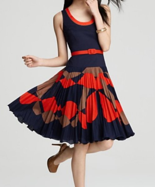 画像1: 【グラマラス掲載】Milly Chrystine Sunburst Dress    Vermilion Multi (1)