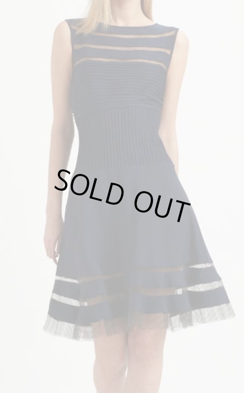 画像1: Tadashi Shoji Flounce Skirt Dress  ネイビー (1)