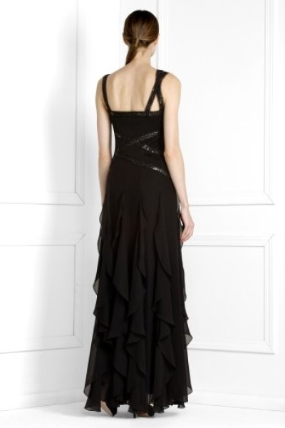 画像1: BCBG MAXAZRIA     BEADED SILK CHIFFON GOWN DRESS