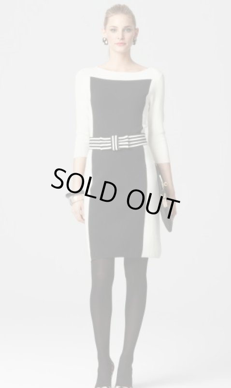 画像1: Milly    Intarsia Colorblock Sweater Dress アイボリー (1)