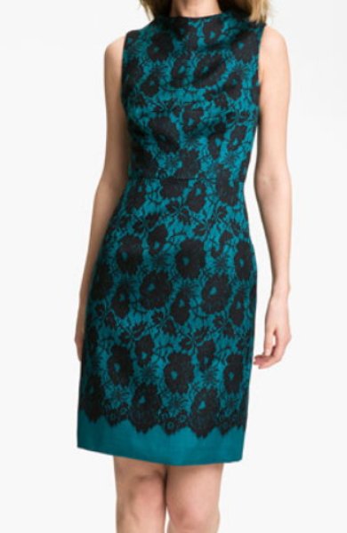 画像1: 【ヴァンサンカン掲載】Milly Gianna Lace Dress   TEAL (1)