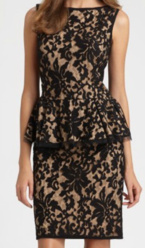 画像1: Tadashi Shoji  ペプラムレースドレス ブラック  5204 (1)