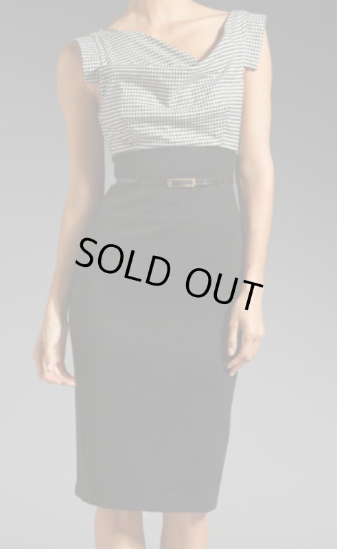 画像1: Black Halo Jackie O Two Tone Dress     Houndstooth/Black (1)