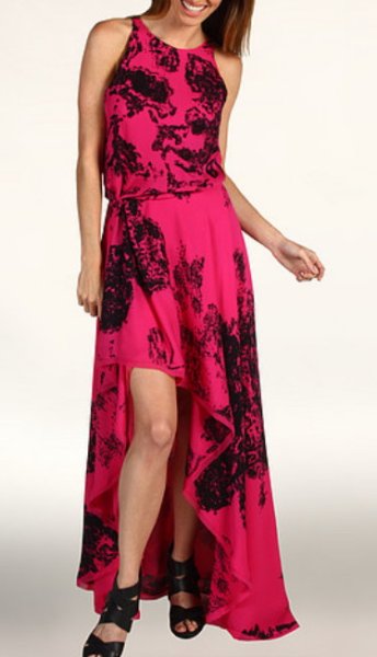 画像1: 【ソフィア・ブッシュ愛用】HALSTON HERITAGE　　Floral Texture Printed High Low Dress (1)