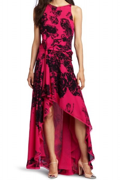 画像1: 【ソフィア・ブッシュ愛用】HALSTON HERITAGE　　Floral Texture Printed High Low Dress