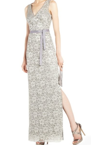 画像1: 【ヴァンサンカンウエディング掲載】BCBG MAXAZRIA    METALLIC LACE EVENING GOWN (1)