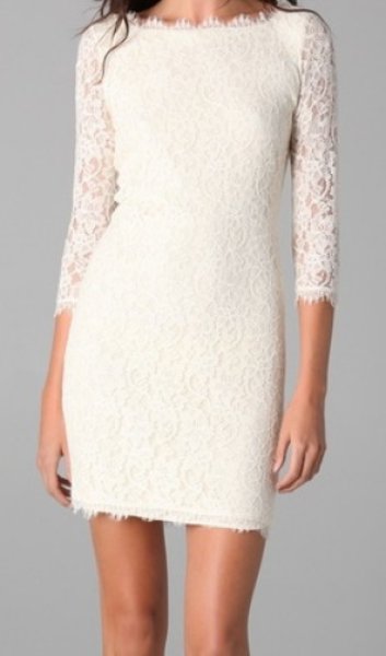 画像1: 【工藤静香さん愛用】Diane von Furstenberg　　Zarita Lace Dress　アイボリー  30903 (1)