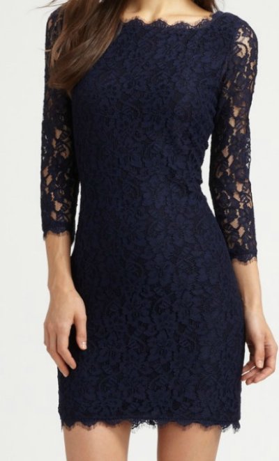 画像1: セール！【メーガンマークル、キャサリン・ゼタ・ジョーンズ愛用】Diane von Furstenberg　　Zarita Lace Dress 　ネイビー