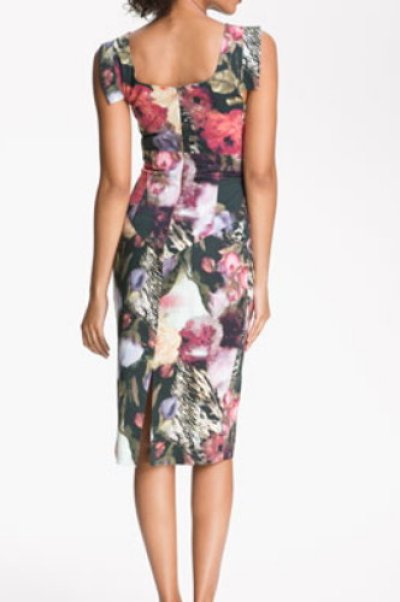 画像1: Black Halo    Floral Print Sheath Dress