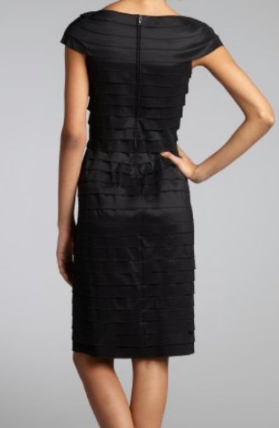 画像1: 【ヴァンサンカン掲載】Tadashi 　Pleated Taffeta Rosette Dress ブラック