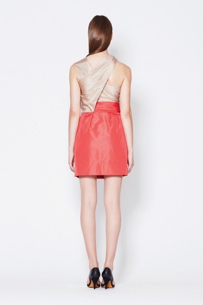 画像2: 【シェリル・コール愛用】3.1 Phillip Lim   Colorblock Taffeta Bow-Front Dress    GERANIUM/NUDE