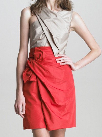 画像3: 【シェリル・コール愛用】3.1 Phillip Lim   Colorblock Taffeta Bow-Front Dress    GERANIUM/NUDE