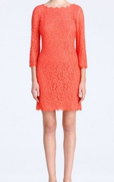 画像1: 【セレブ多数愛用】Diane von Furstenberg　　Zarita Lace Dress    pink grapefruit  (1)