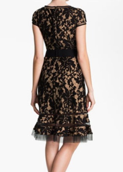 画像1: Tadashi Shoji    Textured Lace Dress ブラック