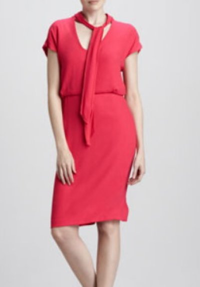 画像1: 【Deborah Ann愛用】Rachel Roy    Tie-Neck Crepe Dress  ピンク