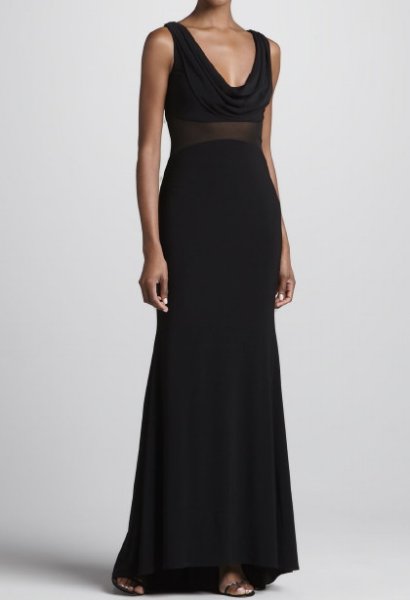 画像1: Mark + James by Badgley Mischka     Sleeveless Drape-Neck Gown (1)