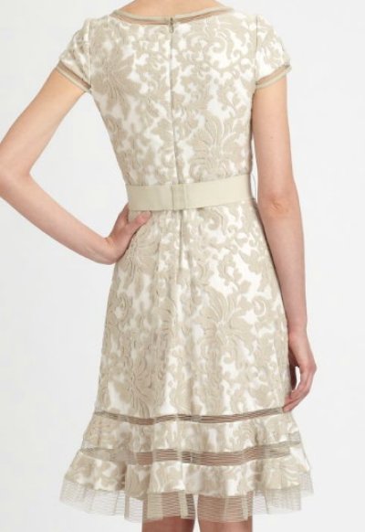 画像1: Tadashi Shoji   Illusion-Hem Lace Cocktail Dress FEATHER