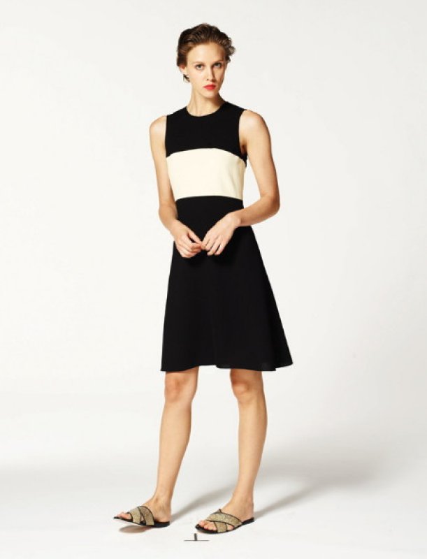 画像1: 即発！【ヴァンサンカン掲載】L'AGENCE　Aラインカラーブロックドレス (1)