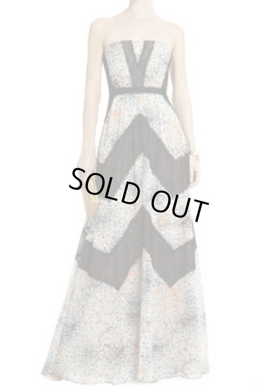 画像1: 1点のみ即発！【釈由美子さん、福井セリナさん、綺咲愛里さんに衣装提供】BCBGMAXAZRIA　　Elle Print and Lace Blocked Halter Dress  09121 (1)