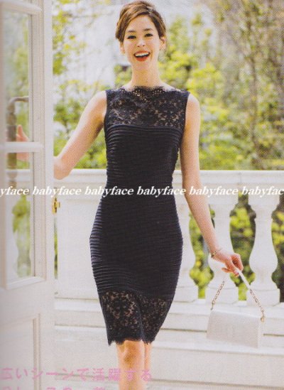 画像2: Tadashi Shoji 　　Ribbed Lace Sheath　 ブラック