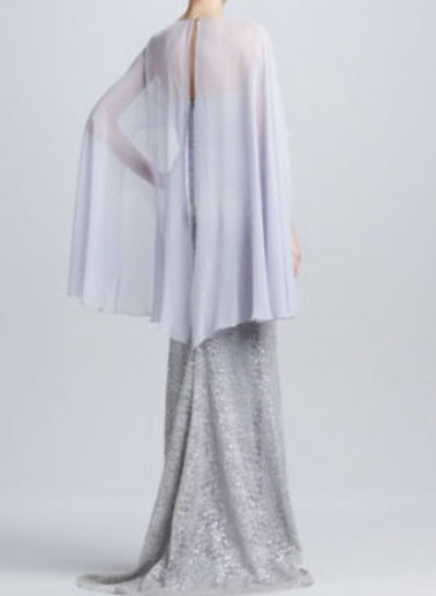 画像1: Badgley Mischka　　Lace Cape Gown