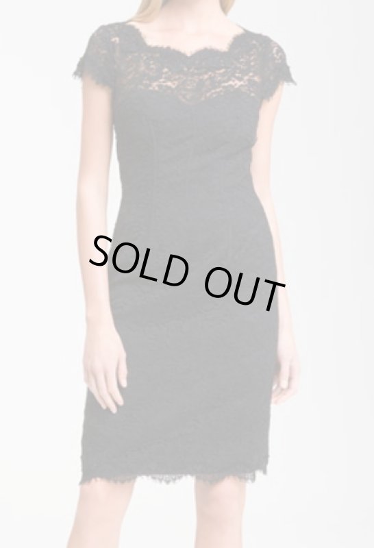 画像1: 【BONES、アンジェラ着用】ML Monique Lhuillier 　オープンバックレースドレス   ブラック (1)