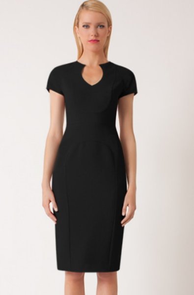 画像1: Black Halo 　Gypsy Rose Crepe Sheath Dress ブラック (1)