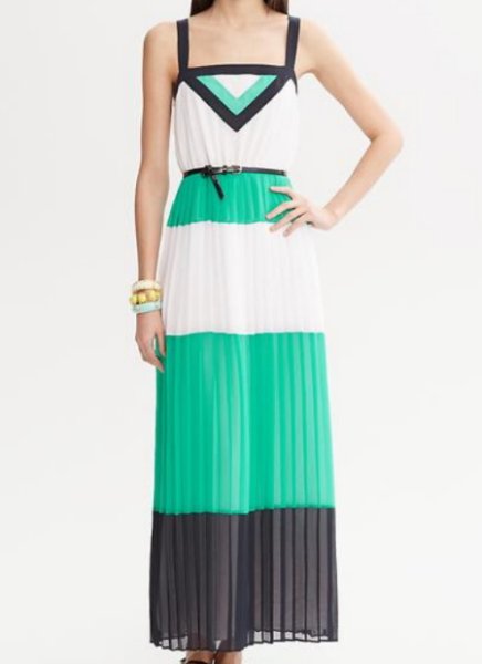 画像1: 【バナナリパブリック限定コラボ】Milly   Colorblock Pleated Patio Dress (1)