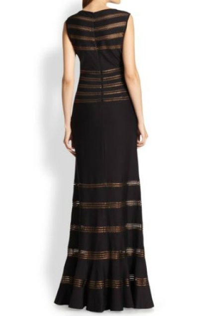 画像2: Tadashi Shoji     Sleeveless Copper-Band Gown ブラック