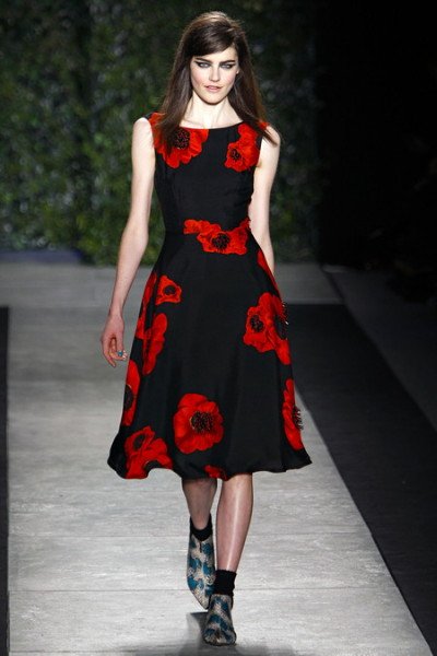 画像1: 【ミシェル・オバマ大統領夫人ご愛用】Tracy Reese   Scarlet Floral Embellished Flared Frock (1)