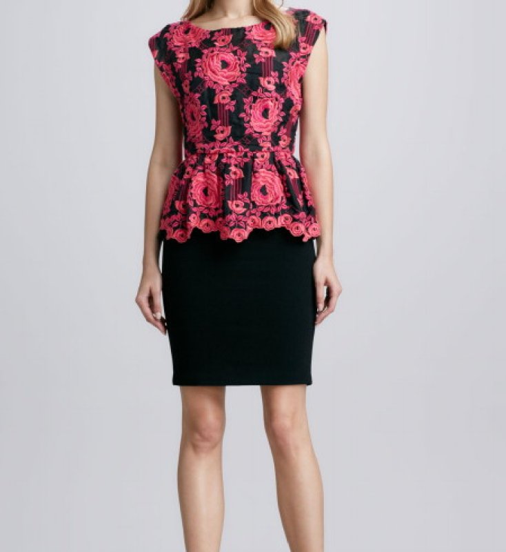 画像2: Alice + Olivia   Shovan Lace Detail Peplum Dress (2)