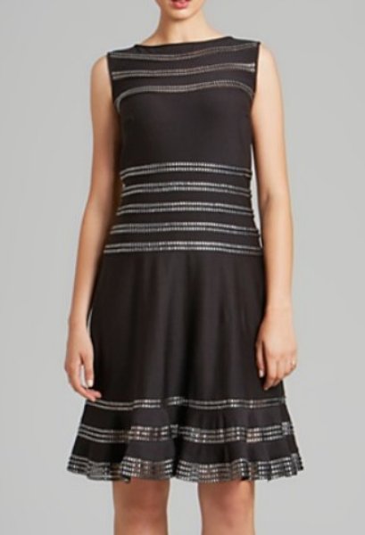 画像1: Tadashi Shoji 　　Zipper Trim Dress ブラック (1)