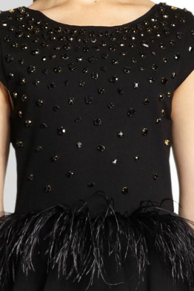 画像1: Alice + Olivia アリスアンドオリビア   Luna Embellished Feather Peplum Dress