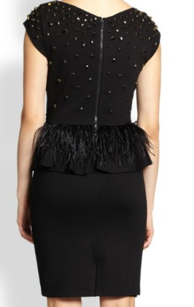 画像2: Alice + Olivia アリスアンドオリビア   Luna Embellished Feather Peplum Dress