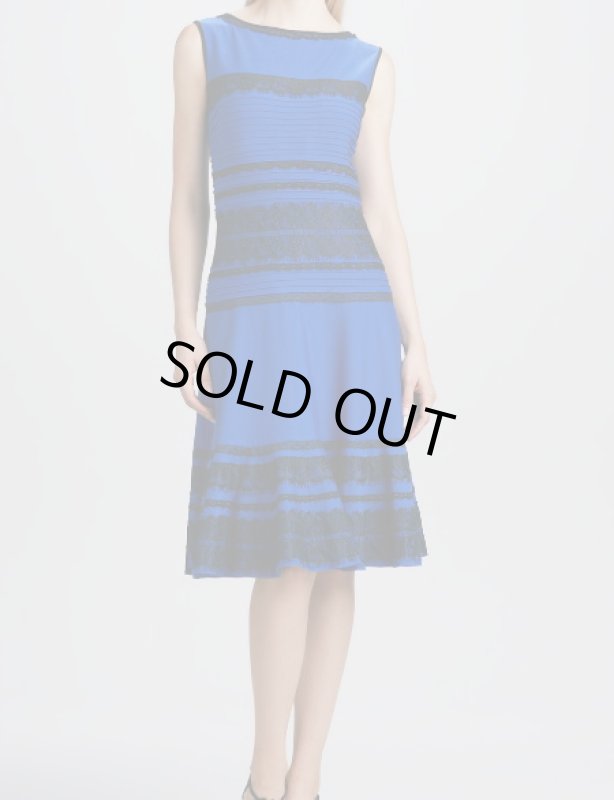 画像1: 【木佐彩子さんご着用】Tadashi Shoji      Fit-and-Flare Lace Cocktail Dress ブルー系  (1)