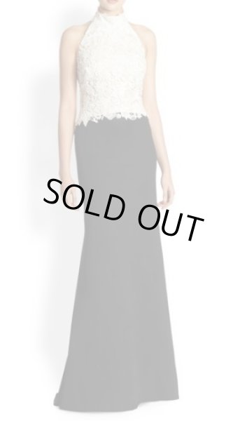 画像1: 【マリクレール掲載、川井郁子さん、Fan Woon Fong、Alicia Silverstone愛用】Tadashi Shoji　　　Lace Top Bicolor Gown ブラック (1)