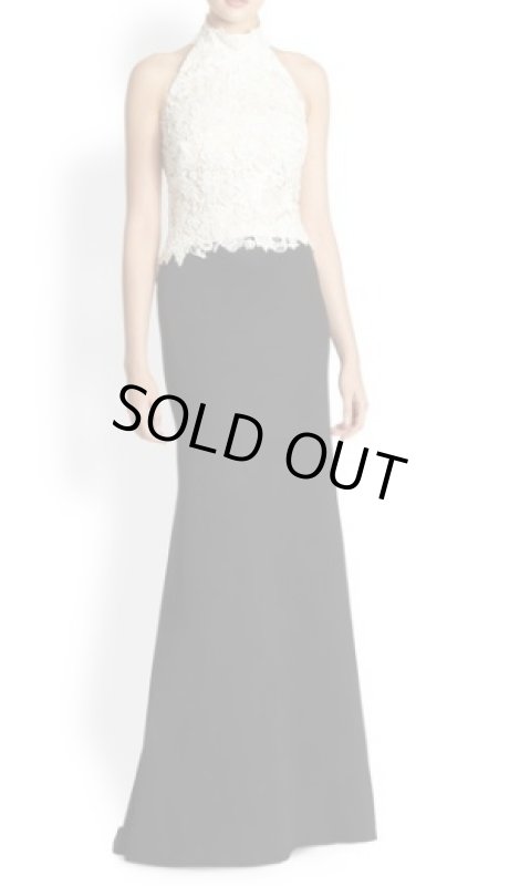 画像1: 【マリクレール掲載、川井郁子さん、Fan Woon Fong、Alicia Silverstone愛用】Tadashi Shoji　　　Lace Top Bicolor Gown ブラック (1)