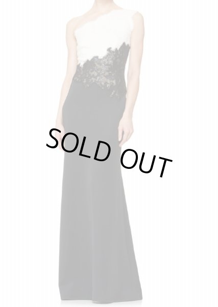 画像1: 【Yu Nan、アンミカさんご着用】Tadashi Shoji　　　One-Shoulder Two-Tone Lace-Bodice Gown ブラック (1)