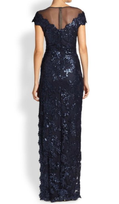 画像2: Tadashi Shoji   Off-The-Shoulder Sequin Gown　ネイビー系