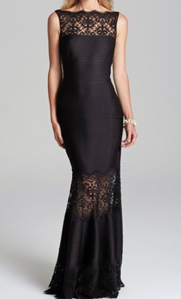 画像1: Tadashi Shoji    Sleeveless Ribbed Stretch Dress ブラック (1)