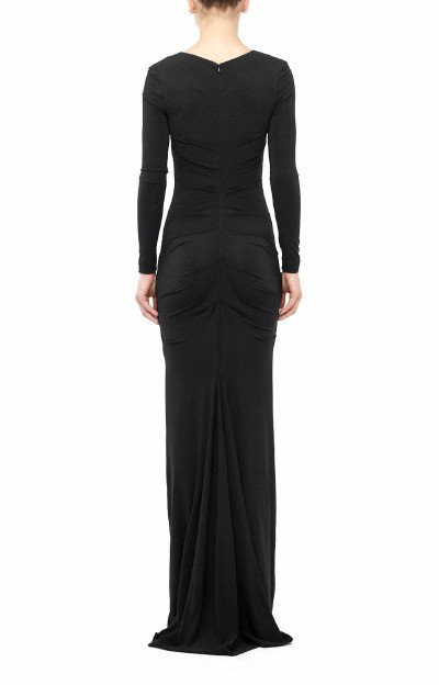 画像1: Nicole Miller　ニコルミラー　Tucked Jersey Gown   ブラック