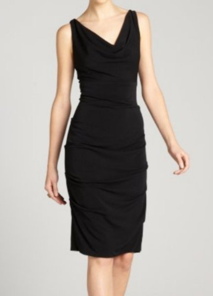 画像1: Nicole Miller　　pebble crepe drape front dress ブラック (1)