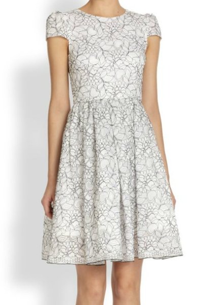 画像1: Alice + Olivia    Aubree Fit-&-Flare Lace-Print Dress (1)