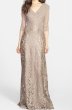 画像1: 即発！【杉本彩さん着用】Tadashi Shoji  タダシショージ  Sequin Lace Gown　SAND ベージュ系 (1)