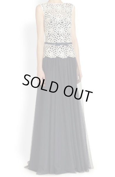 画像1: 再販売　1点のみ即発！【大林素子さんに衣装協力】Tadashi Shoji Lace & Mesh Dress  アイボリー・ネイビー (1)